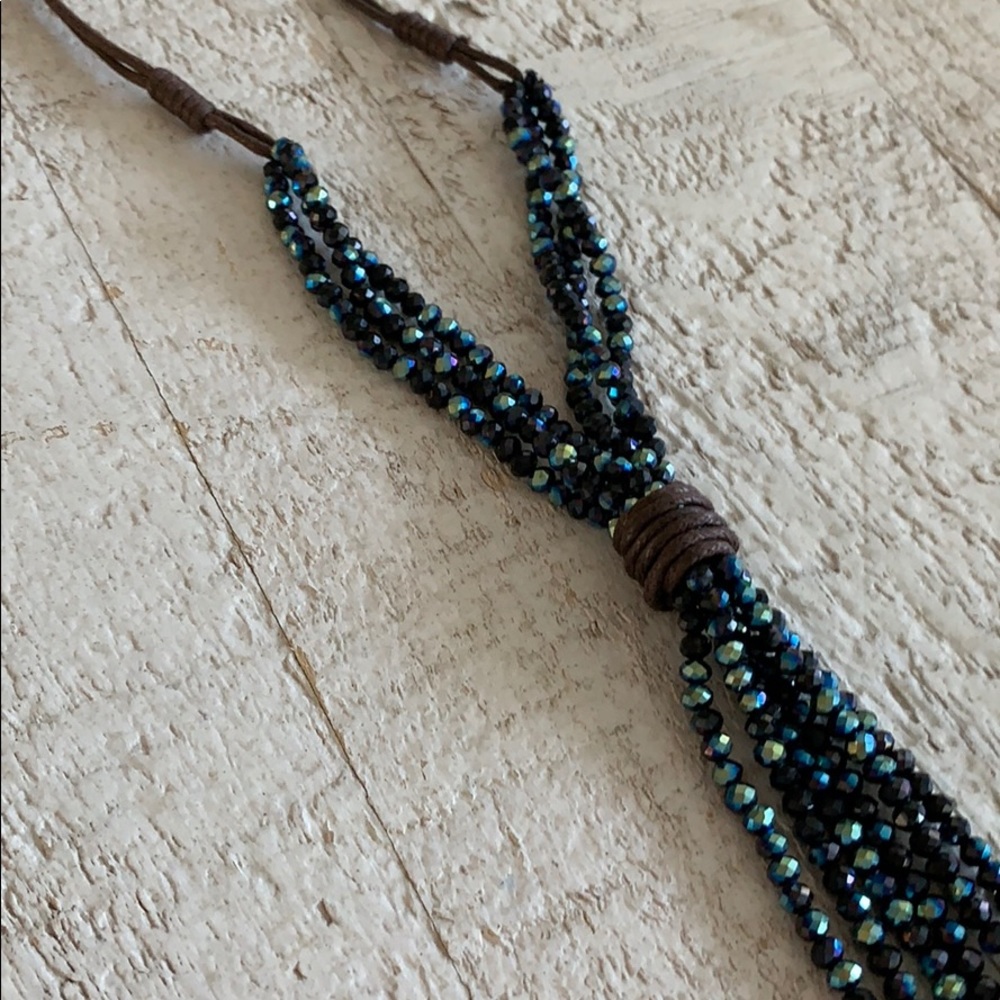 NWOT Grey Black Blue Beaded Necklace